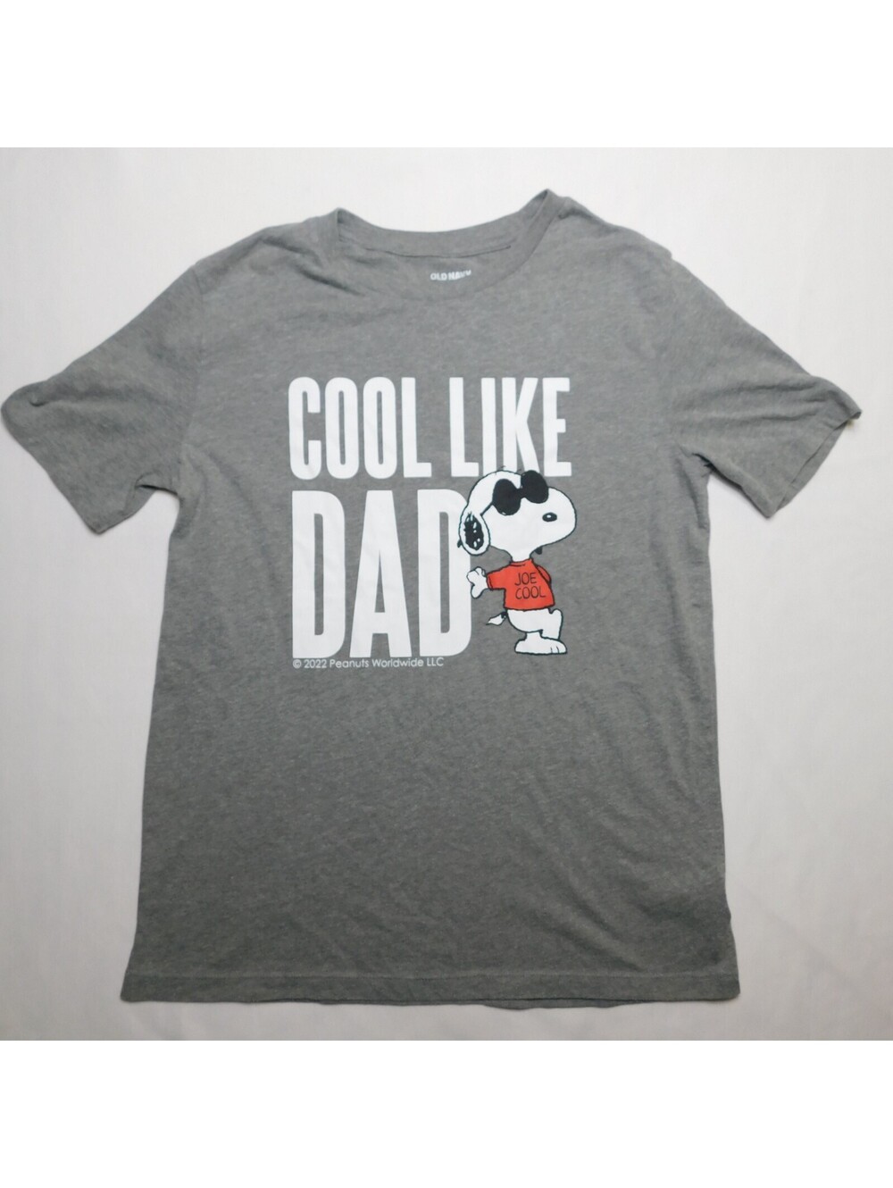 Old Navy Kids T-Shirt “COOL DAD” Peanuts Snoopy Size XL (14-16) Gray Crew Neck